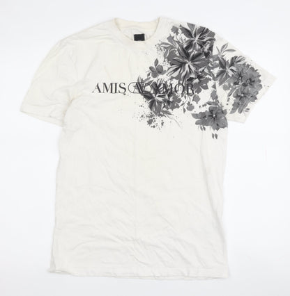 River Island White Floral T-Shirt, Size S, Unisex