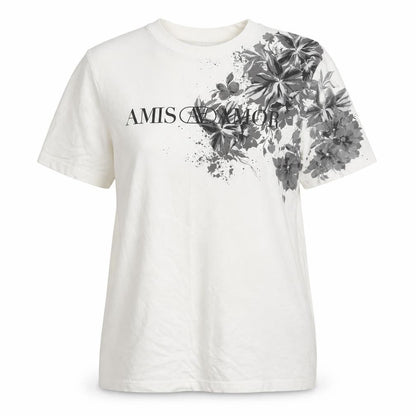 Front view of River Island White Floral T-Shirt, size S, unisex