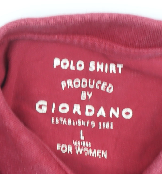 Giordano Women's Red Polo Short Sleeve Classic Tee