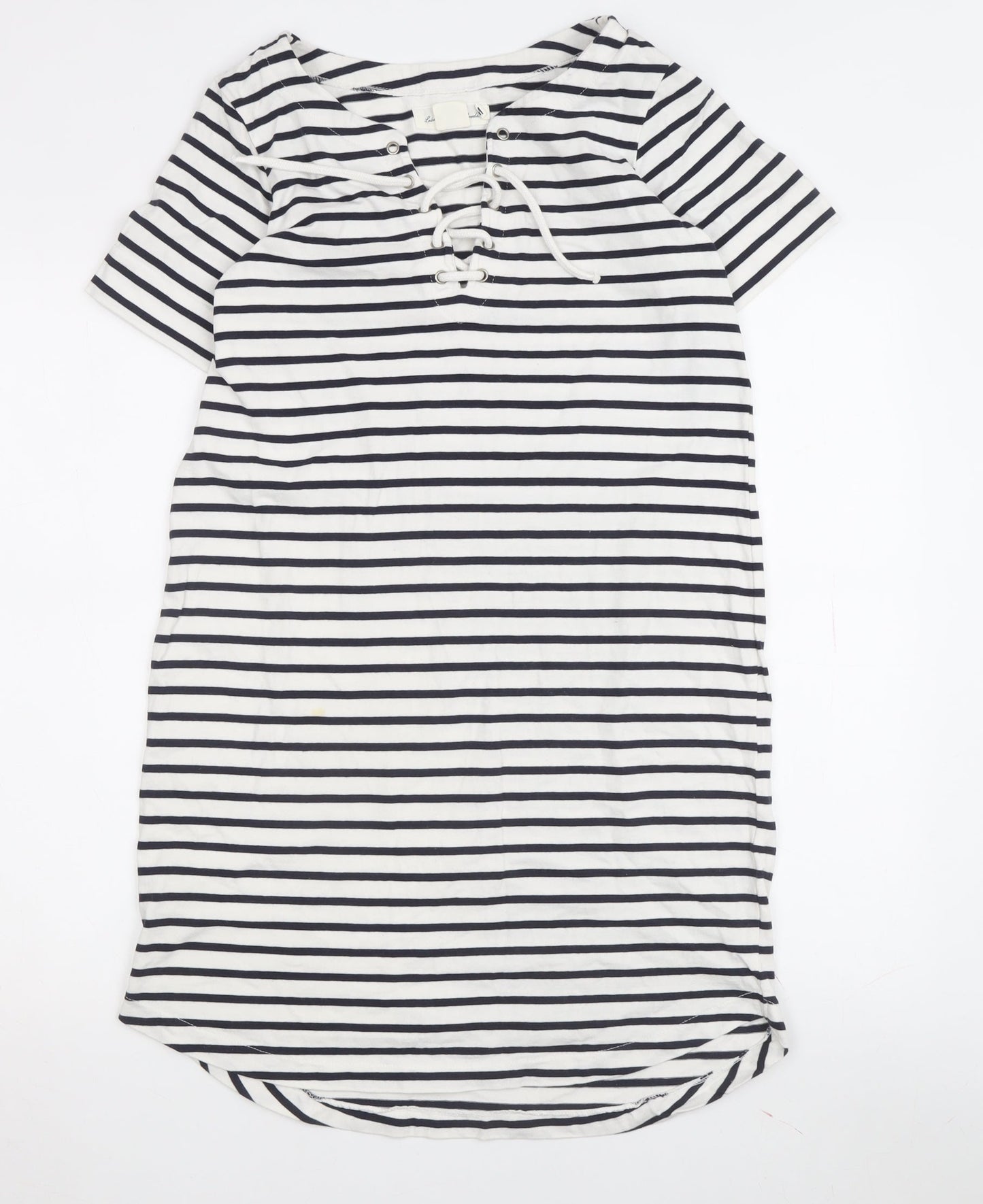 L.O.G.G. Women's White Striped XS T-Shirt Dress