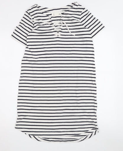 L.O.G.G. Women's White Striped XS T-Shirt Dress