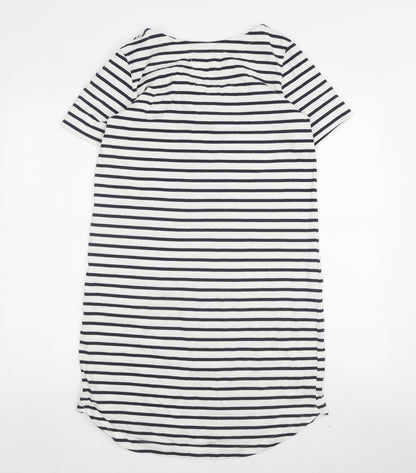 L.O.G.G. Women's White Striped XS T-Shirt Dress