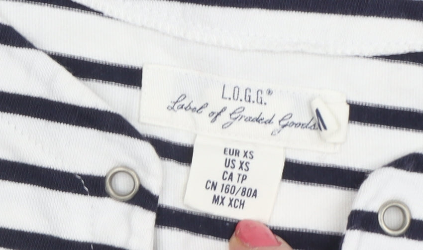 L.O.G.G. Women's White Striped XS T-Shirt Dress