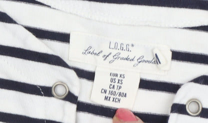 L.O.G.G. Women's White Striped XS T-Shirt Dress