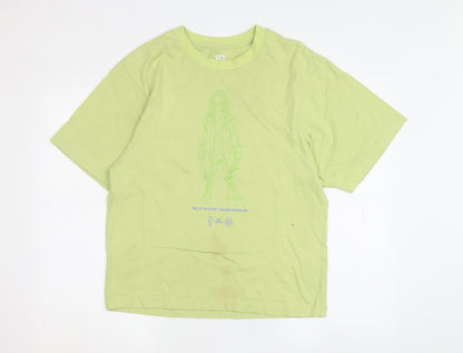 Uniqlo Green XS Graphic Tee Unisex Casual