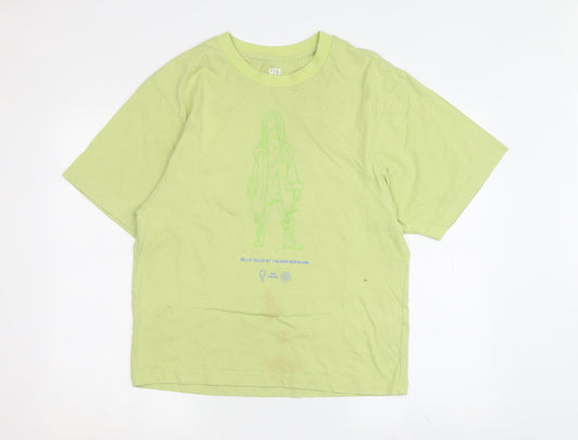 Uniqlo Green XS Graphic Tee Unisex Casual