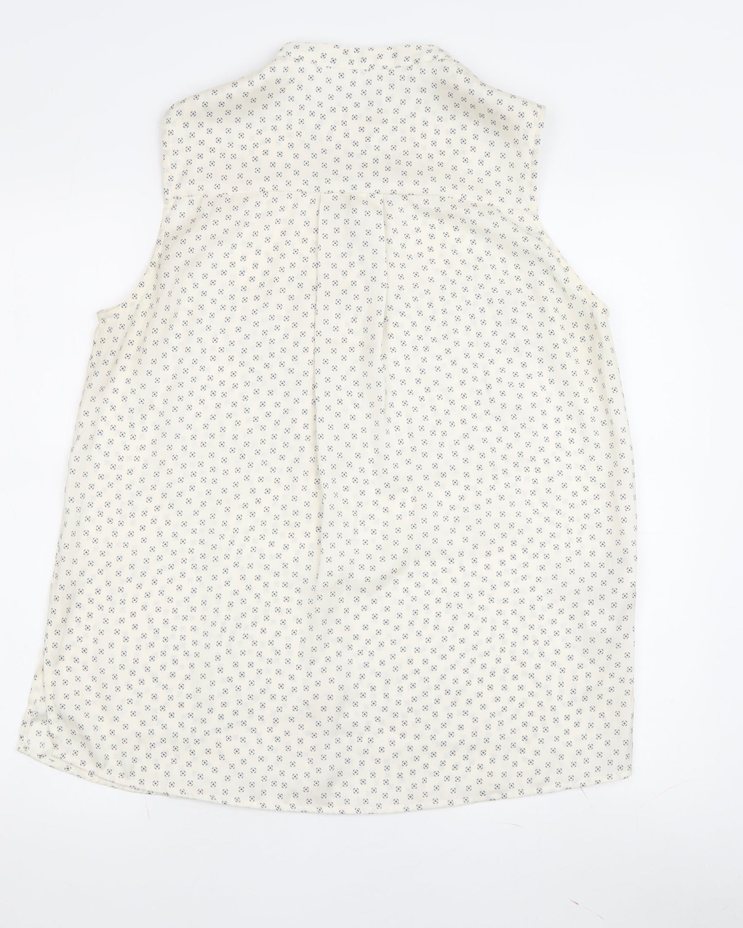 MNG Women’s Ivory Floral Blouse, Size S, High Neck