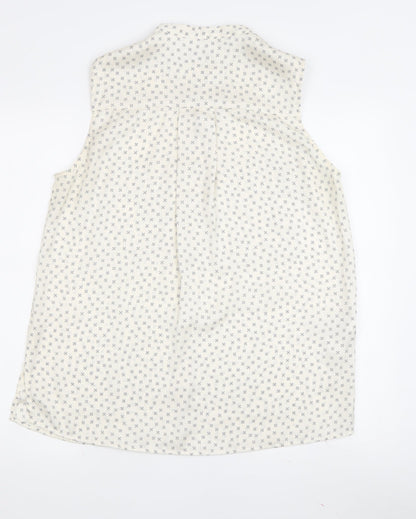 MNG Women’s Ivory Floral Blouse, Size S, High Neck