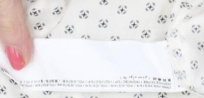 MNG Women’s Ivory Floral Blouse, Size S, High Neck