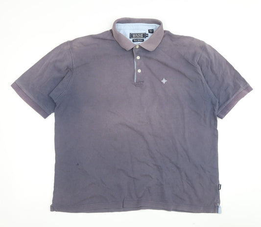 Maine New England Men's Grey XL Cotton Polo Shirt