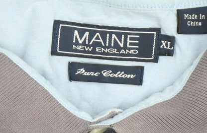 Maine New England Men's Grey XL Cotton Polo Shirt