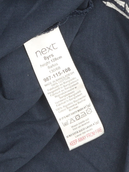 Next Boys Blue Cotton T-Shirt Crew Neck Size 8