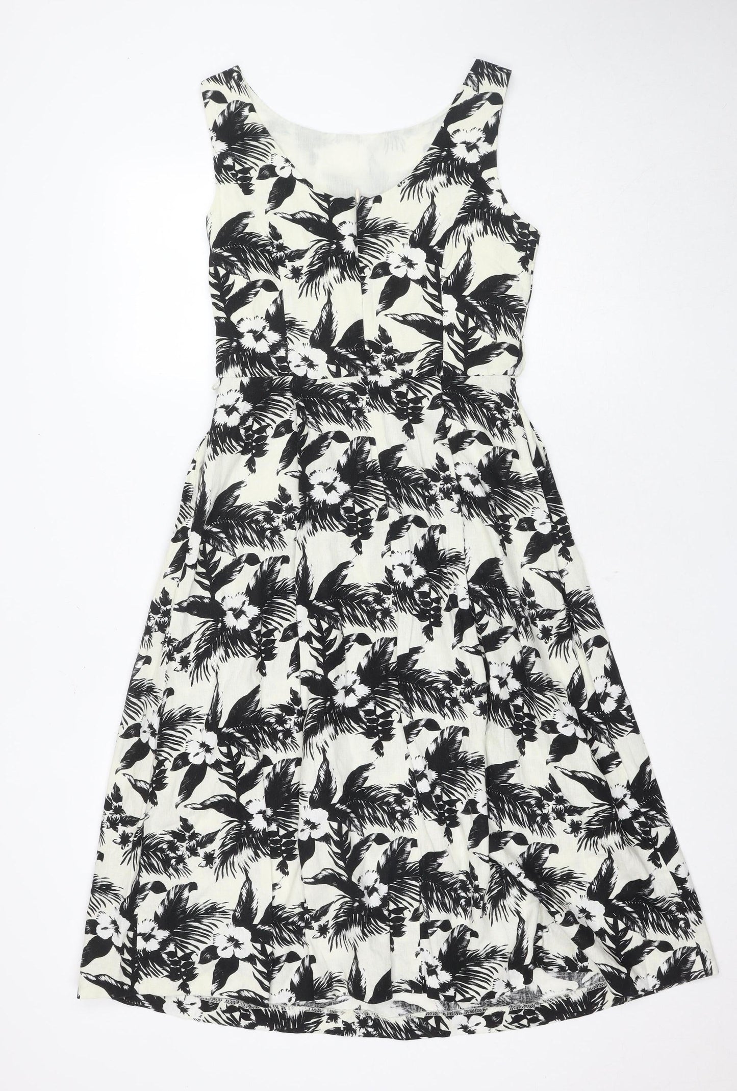 Oasis Women's Black & White Floral A-Line Dress Size 10