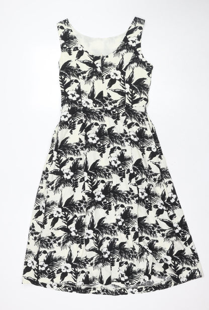 Oasis Women's Black & White Floral A-Line Dress Size 10
