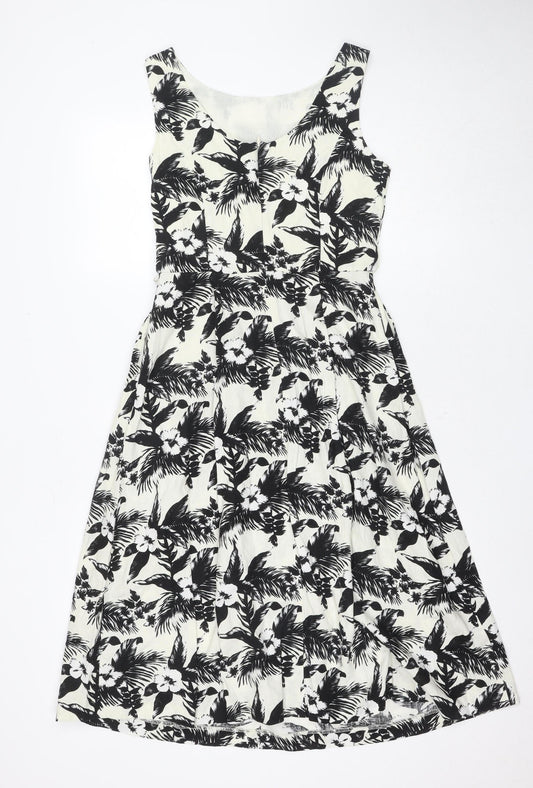 Oasis Women's Black & White Floral A-Line Dress Size 10