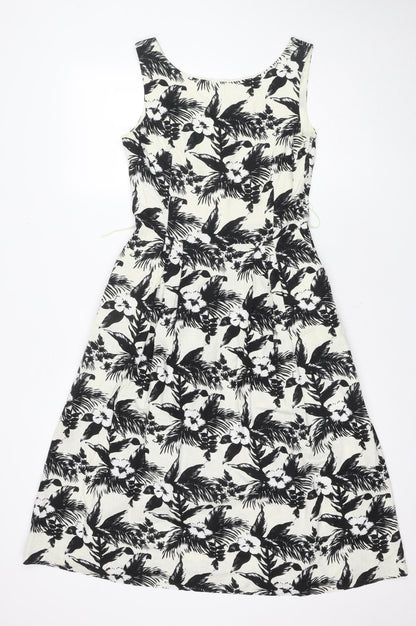 Oasis Women's Black & White Floral A-Line Dress Size 10