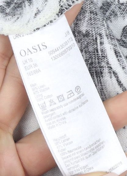 Oasis Women's Black & White Floral A-Line Dress Size 10