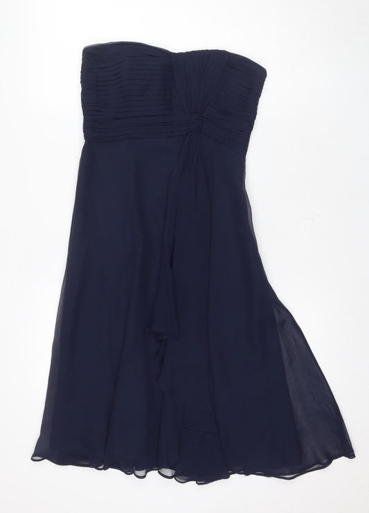 Coast Women's Blue Silk Strapless A-Line Dress - Size 8