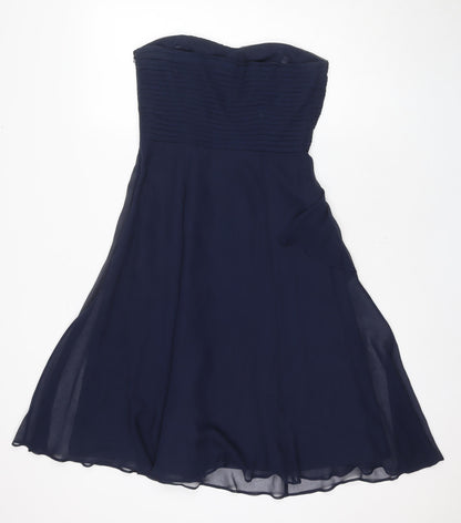 Coast Women's Blue Silk Strapless A-Line Dress - Size 8
