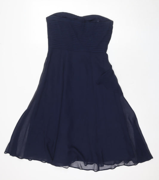 Coast Women's Blue Silk Strapless A-Line Dress - Size 8