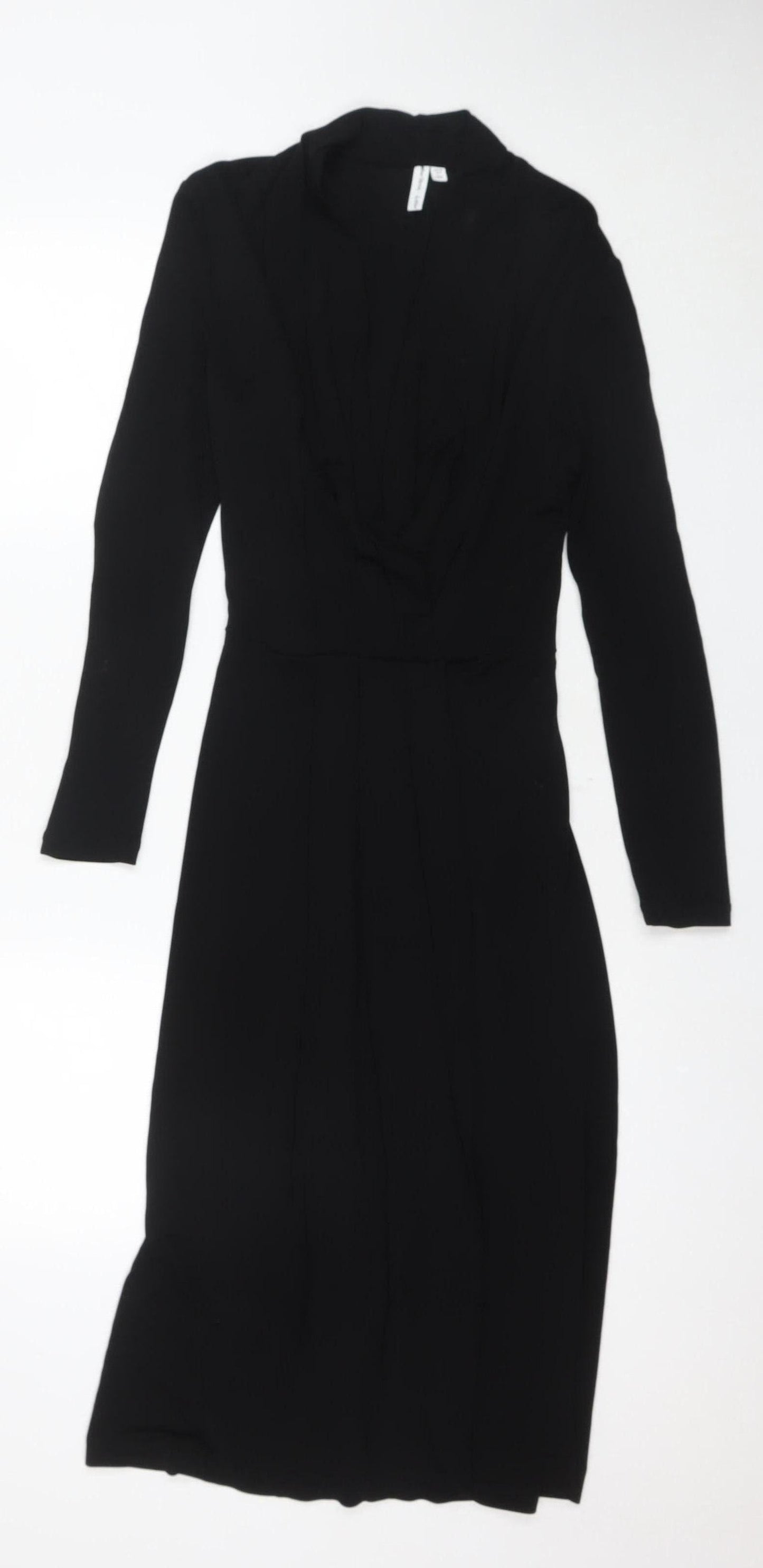 & Other Stories Women's Black Bodycon Midi Dress Size 8