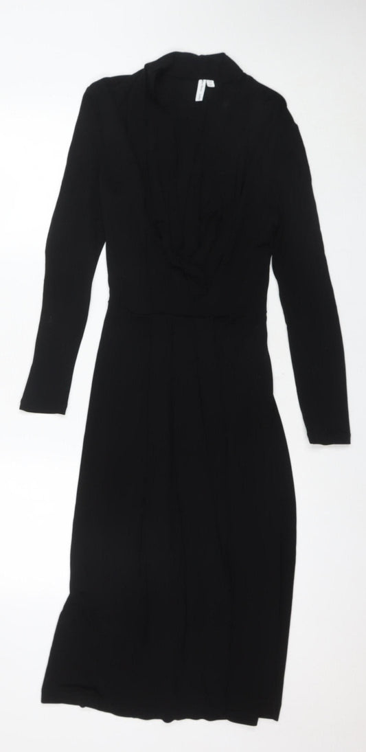 & Other Stories Women's Black Bodycon Midi Dress Size 8
