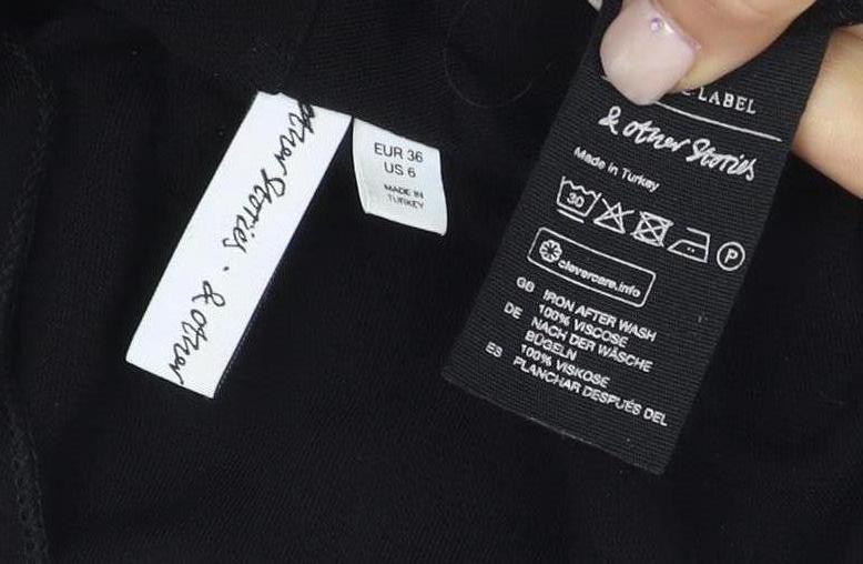 & Other Stories Women's Black Bodycon Midi Dress Size 8