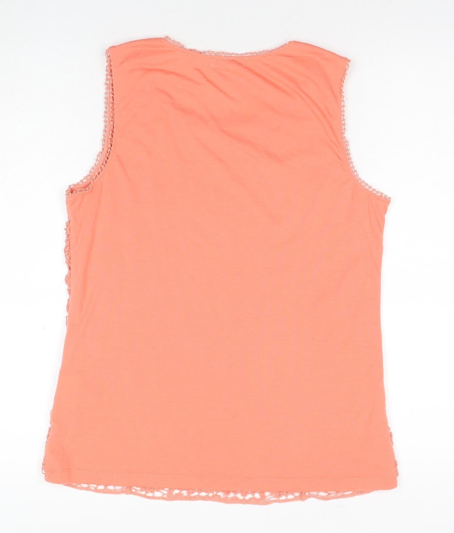 Adiva Women's Orange Crochet Sleeveless Dress M