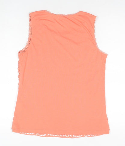 Adiva Women's Orange Crochet Sleeveless Dress M