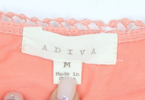 Adiva Women's Orange Crochet Sleeveless Dress M