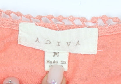 Adiva Women's Orange Crochet Sleeveless Dress M