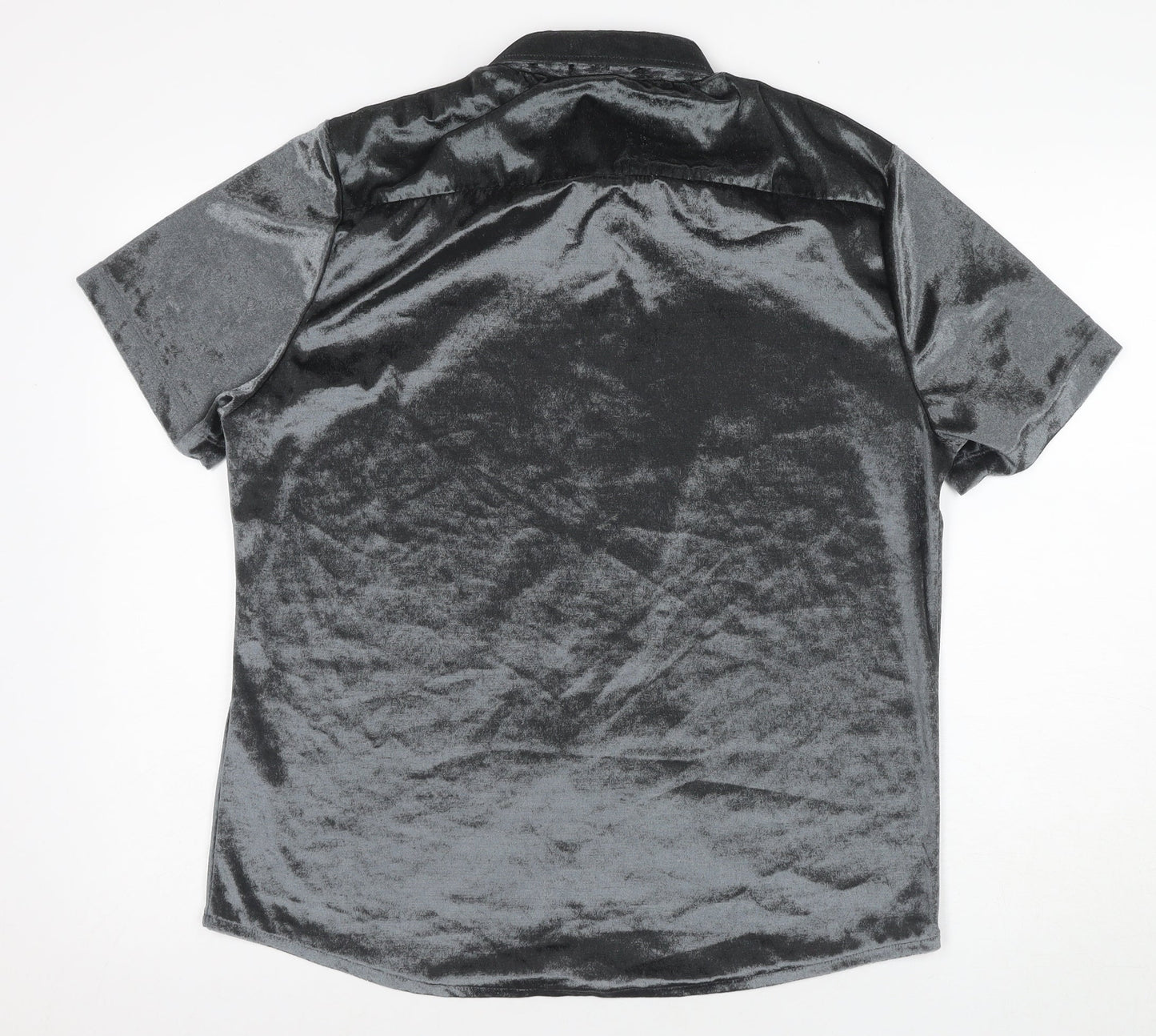 BoohooMAN Men's Grey Classic Fit Short Sleeve Shirt