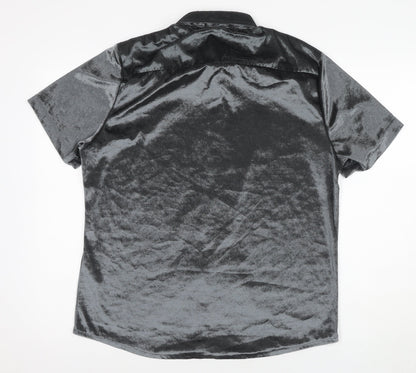 BoohooMAN Men's Grey Classic Fit Short Sleeve Shirt