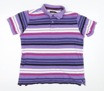 James Pringle Men's Purple Striped Polo M
