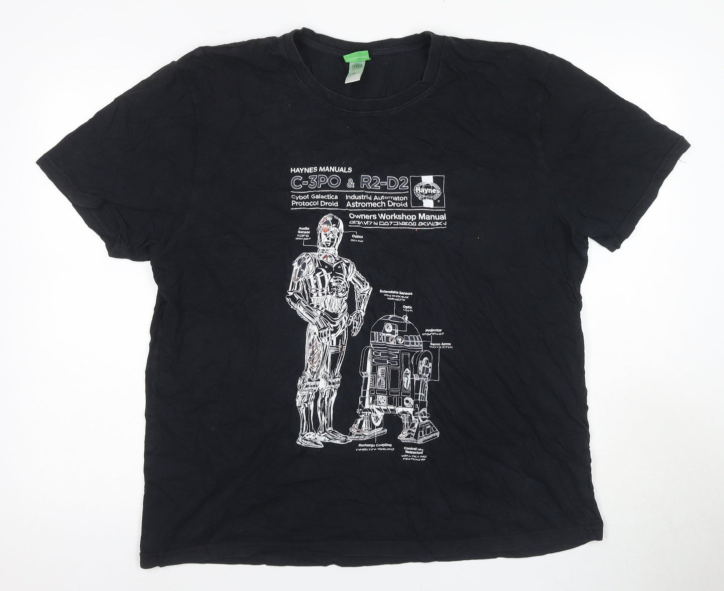 Star Wars Men's Black XL T-Shirt with C-3PO & R2-D2