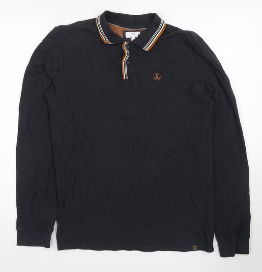 Next Men's Black Long Sleeve Polo Shirt M
