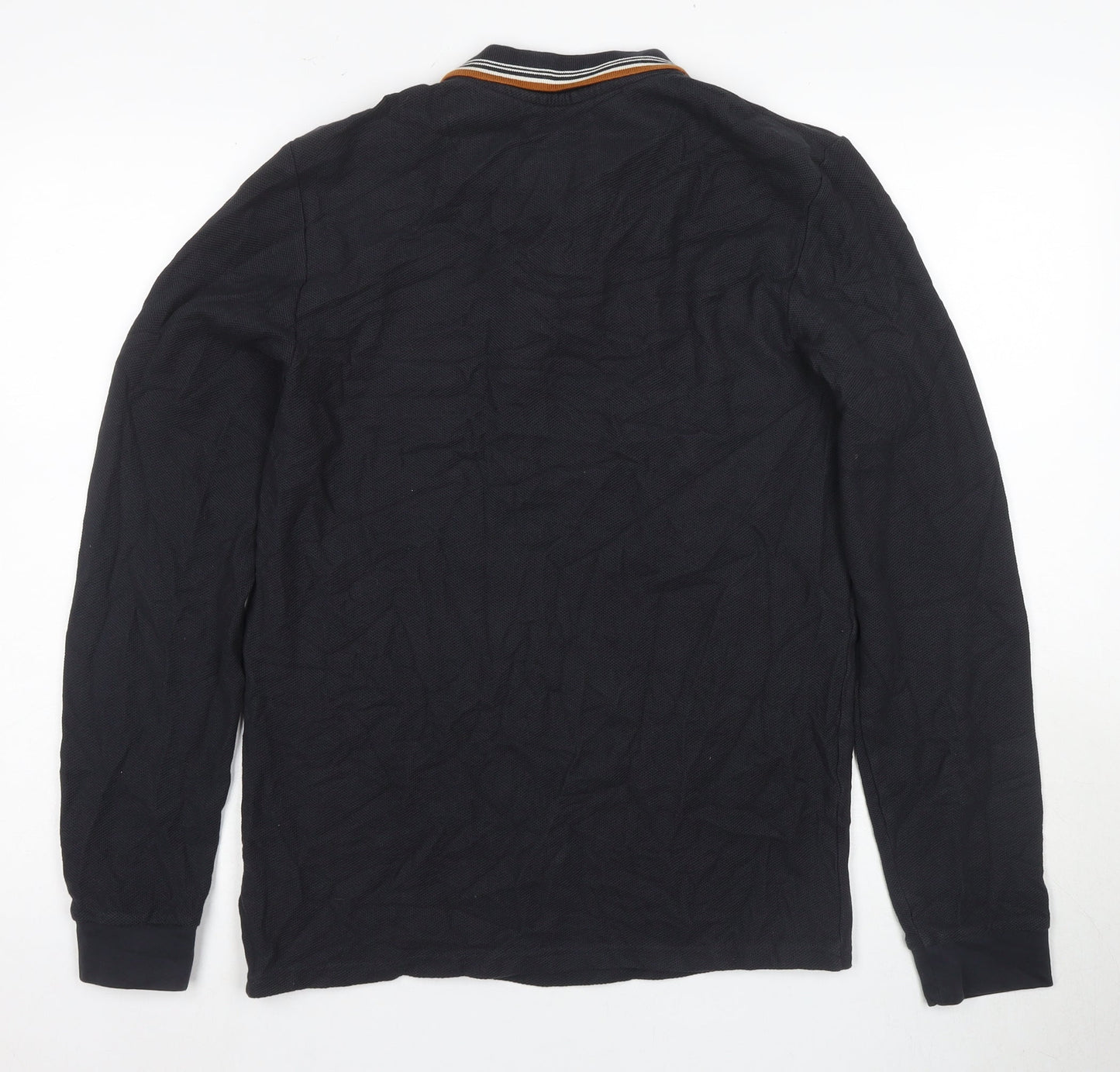 Next Men's Black Long Sleeve Polo Shirt M