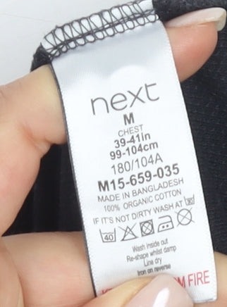 Next Men's Black Long Sleeve Polo Shirt M