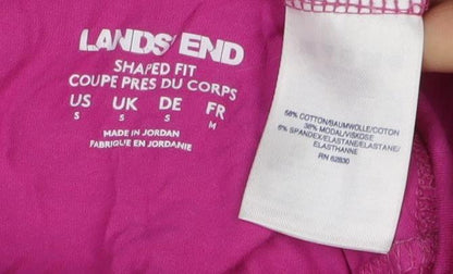 Lands' End Women's Pink S High Neck Long Sleeve Top