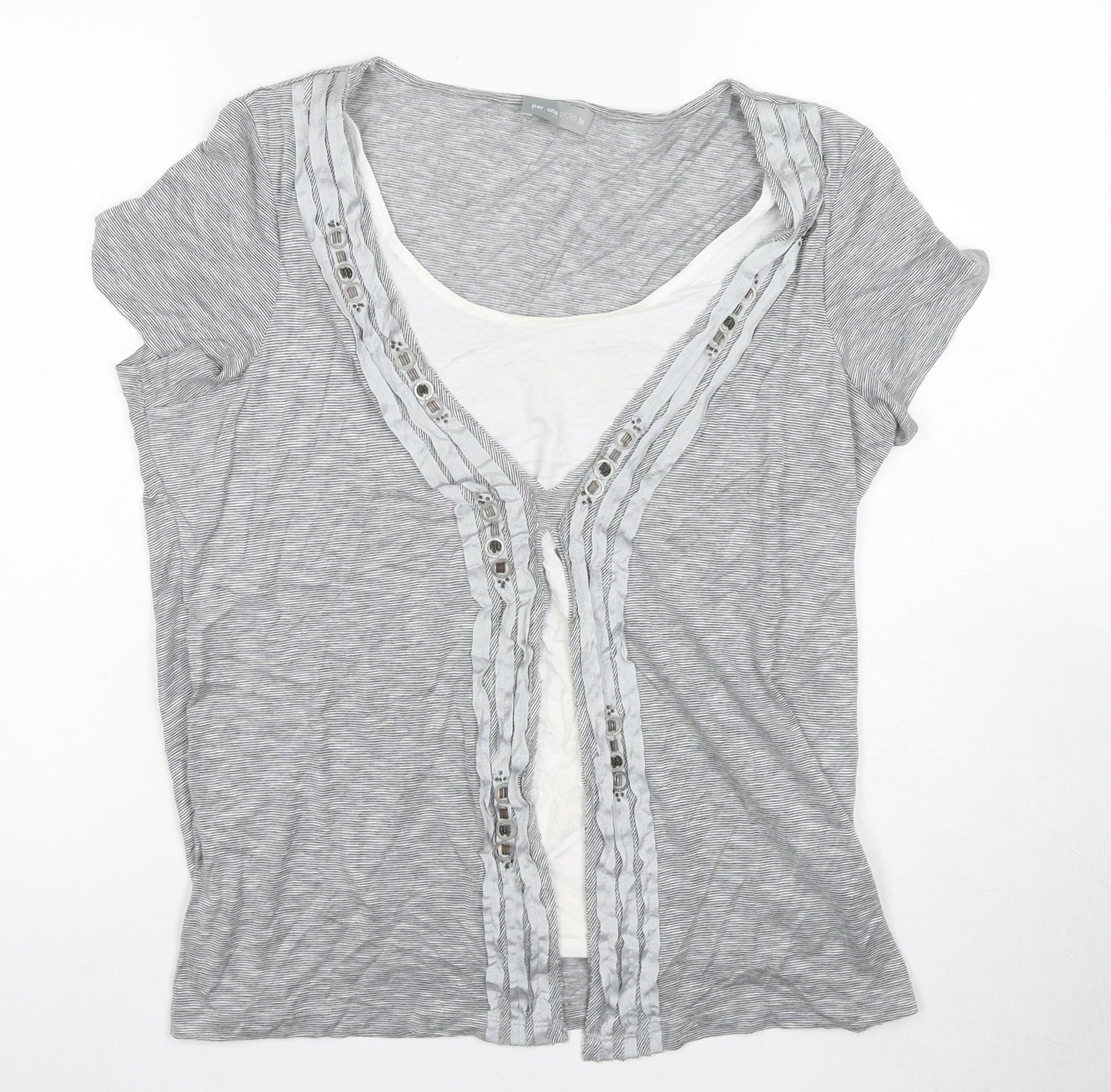Womens UK Size 16 Marks and Spencer Grey Basic T-Shirt