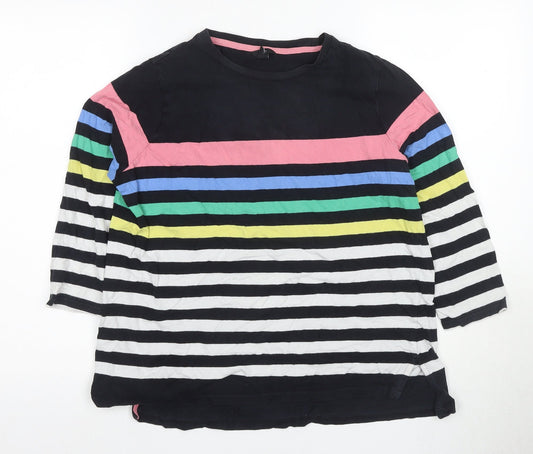 M&Co Women's Black Striped T-Shirt Size 14