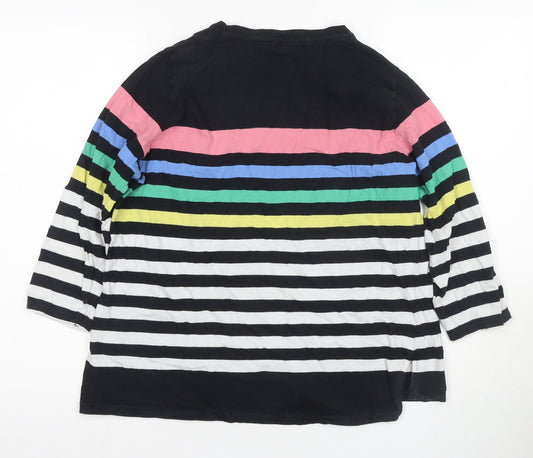 M&Co Women's Black Striped T-Shirt Size 14