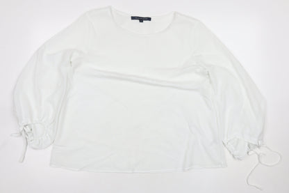 French Connection Women’s White Blouse, Size L, Balloon Sleeve