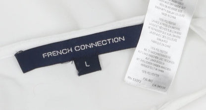 French Connection Women’s White Blouse, Size L, Balloon Sleeve
