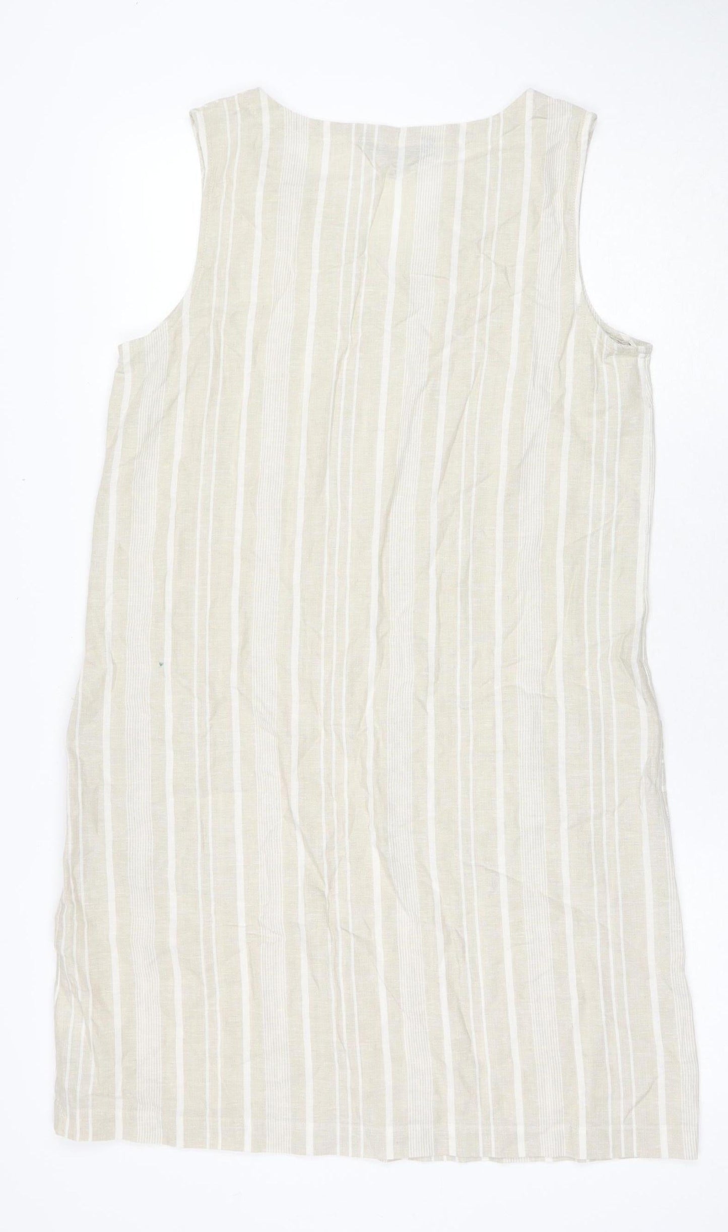 Maine Women's Beige Striped Sleeveless Dress UK 12