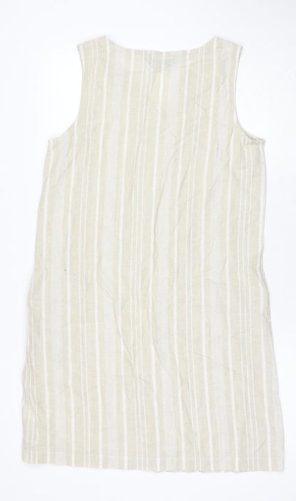 Maine Women's Beige Striped Sleeveless Dress UK 12