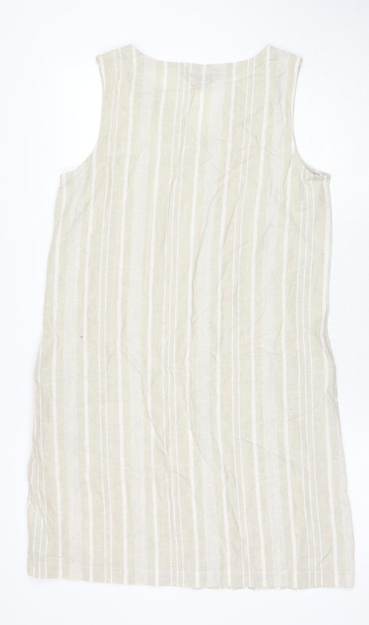 Maine Women's Beige Striped Sleeveless Dress UK 12