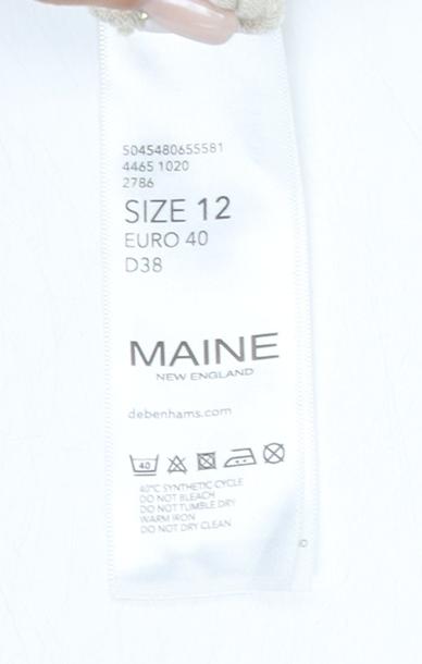 Maine Women's Beige Striped Sleeveless Dress UK 12