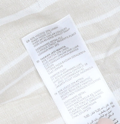 Maine Women's Beige Striped Sleeveless Dress UK 12