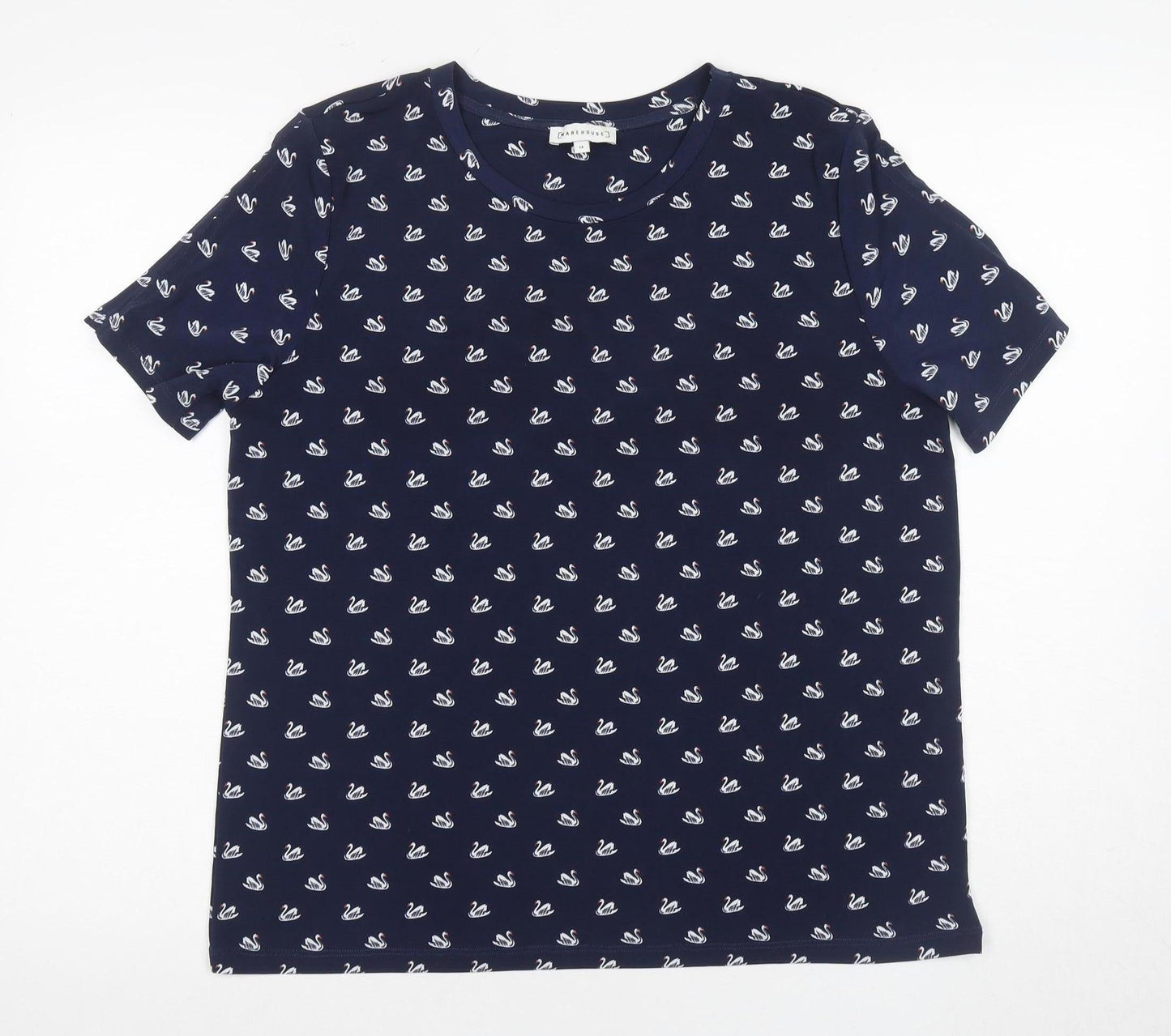 Womens UK Size 14 Warehouse Blue Basic T-Shirt
